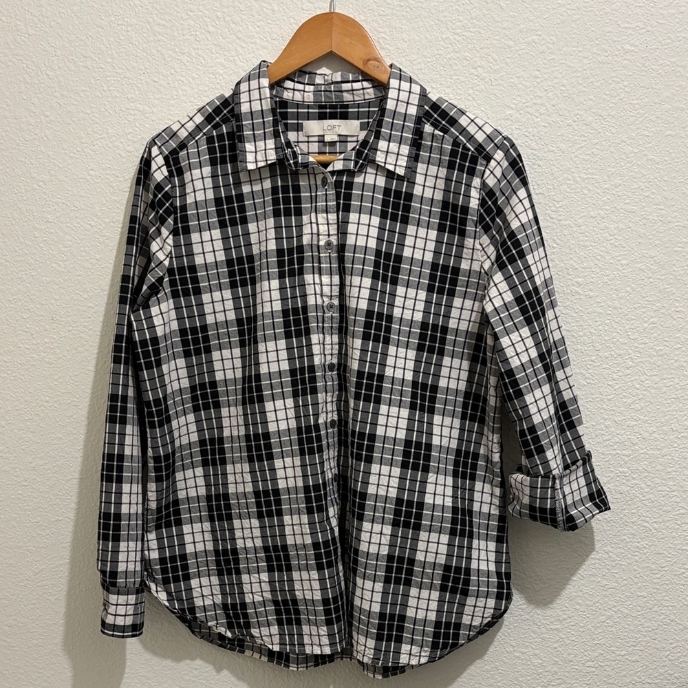 LOFT Monochrome Checkered Women’s Shirt/L